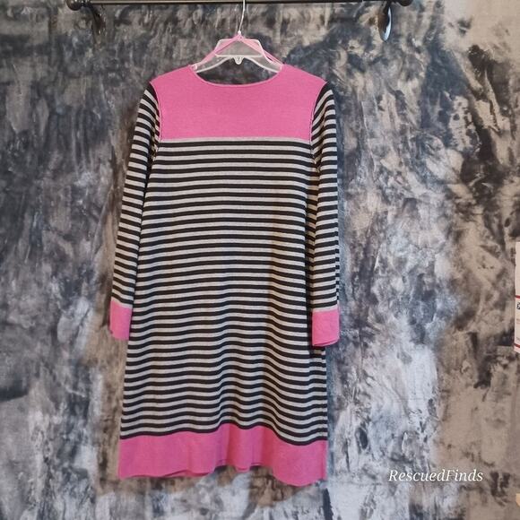Eliza J Missy Sweater Dress Striped Black Grey Pink - XL - Picture 5 of 8